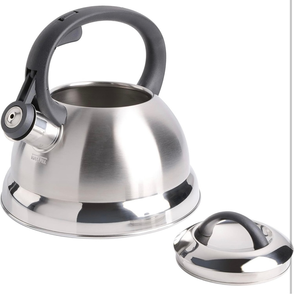 Sleek Silver Kettle with Black Handle